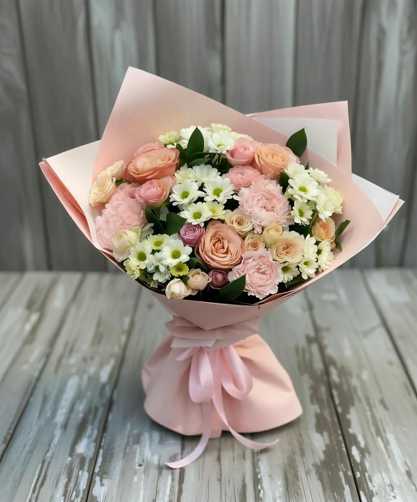 Букет цветов из: Гвоздики, Розы и Хризантемы в Дербентской