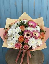 Букет цветов из:  Розы, Герберы и Хризантемы в Дербентской