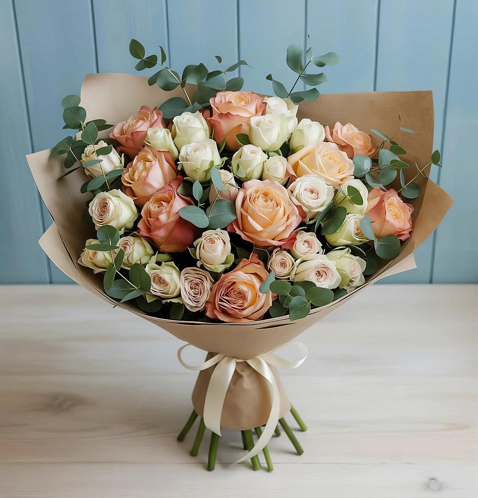 Букет цветов из: Альстромерии и Розы в Дербентской