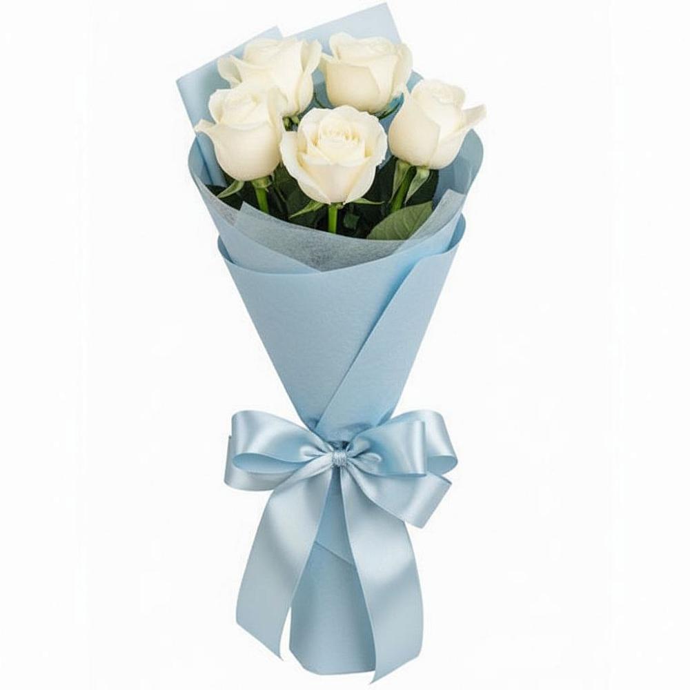Букет 5 Белых роз Проуд в Дербентской