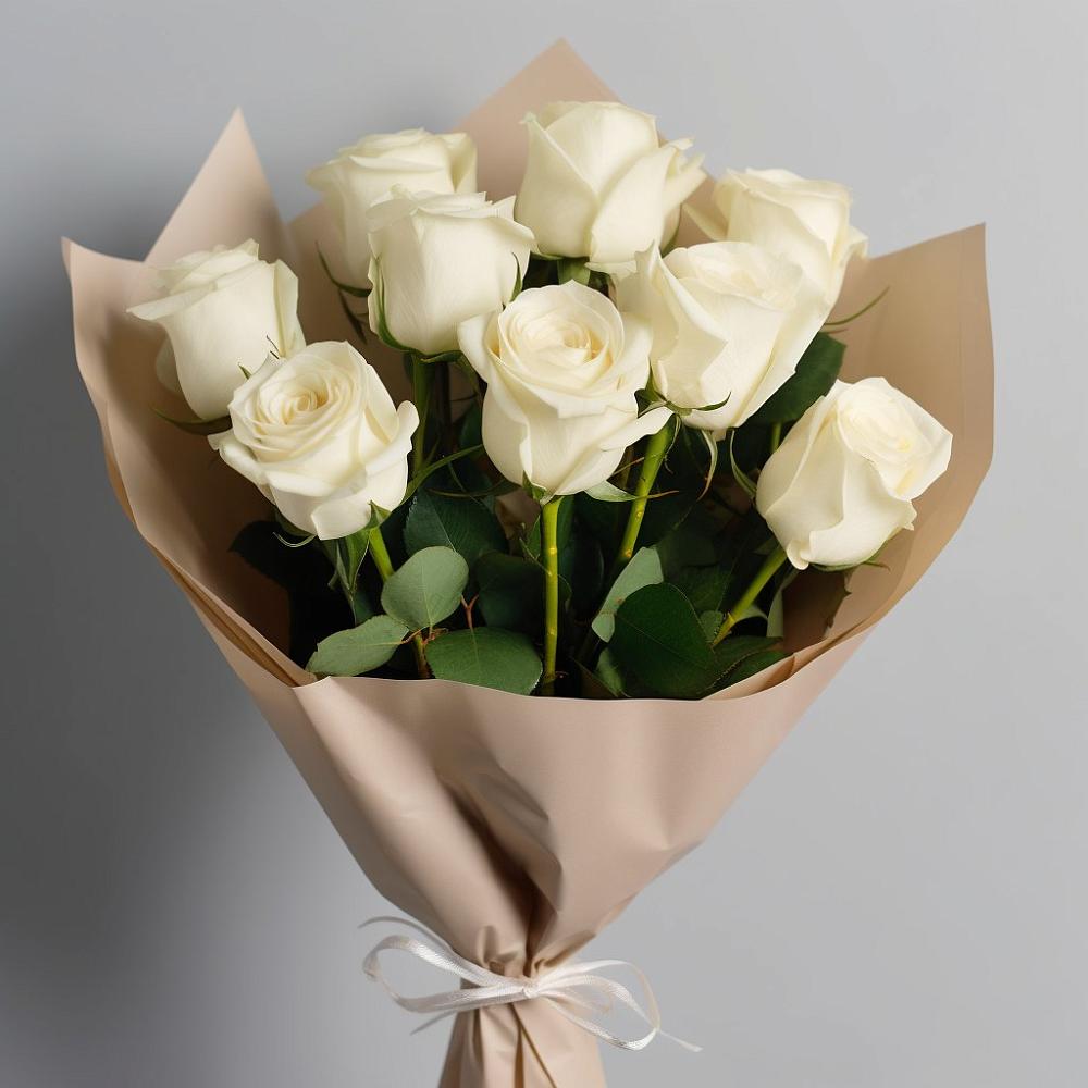 Букет 9 Белых роз Эдлесс Лав в Дербентской