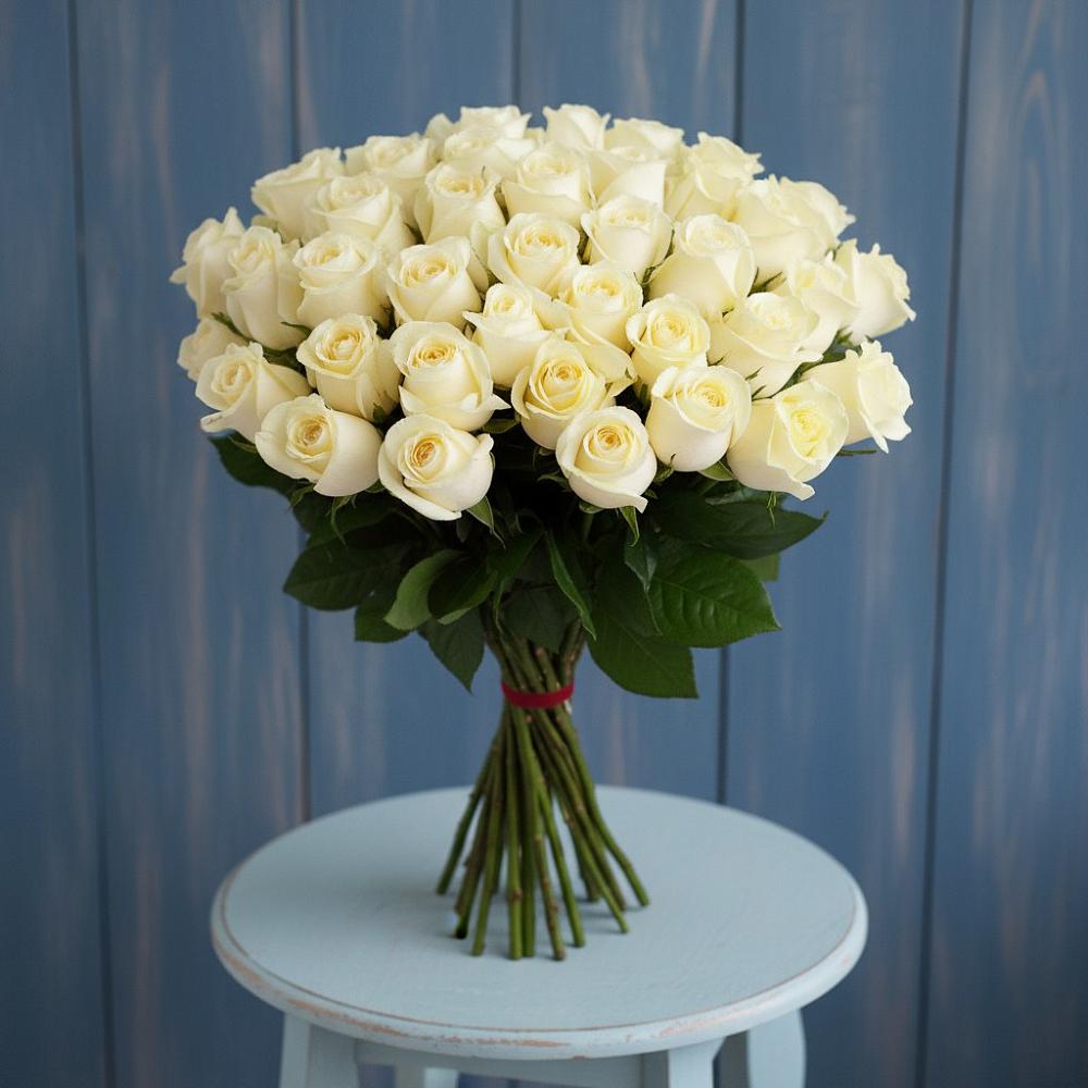 Букет 51 Белая роза Эдлесс Лав в Дербентской