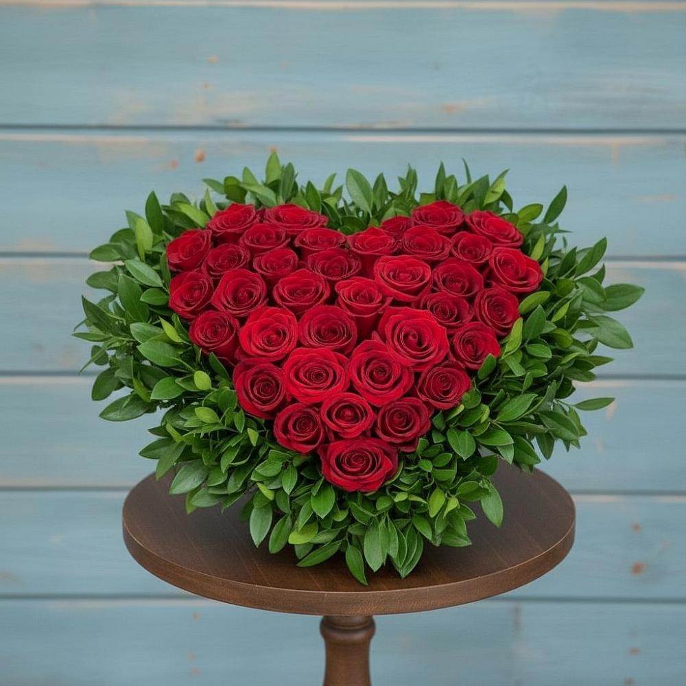 Цветочная композиция из Розы в виде сердца в Дербентской