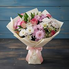 Букет цветов из:  Хризантемы, Альстромерии и Розы в Дербентской