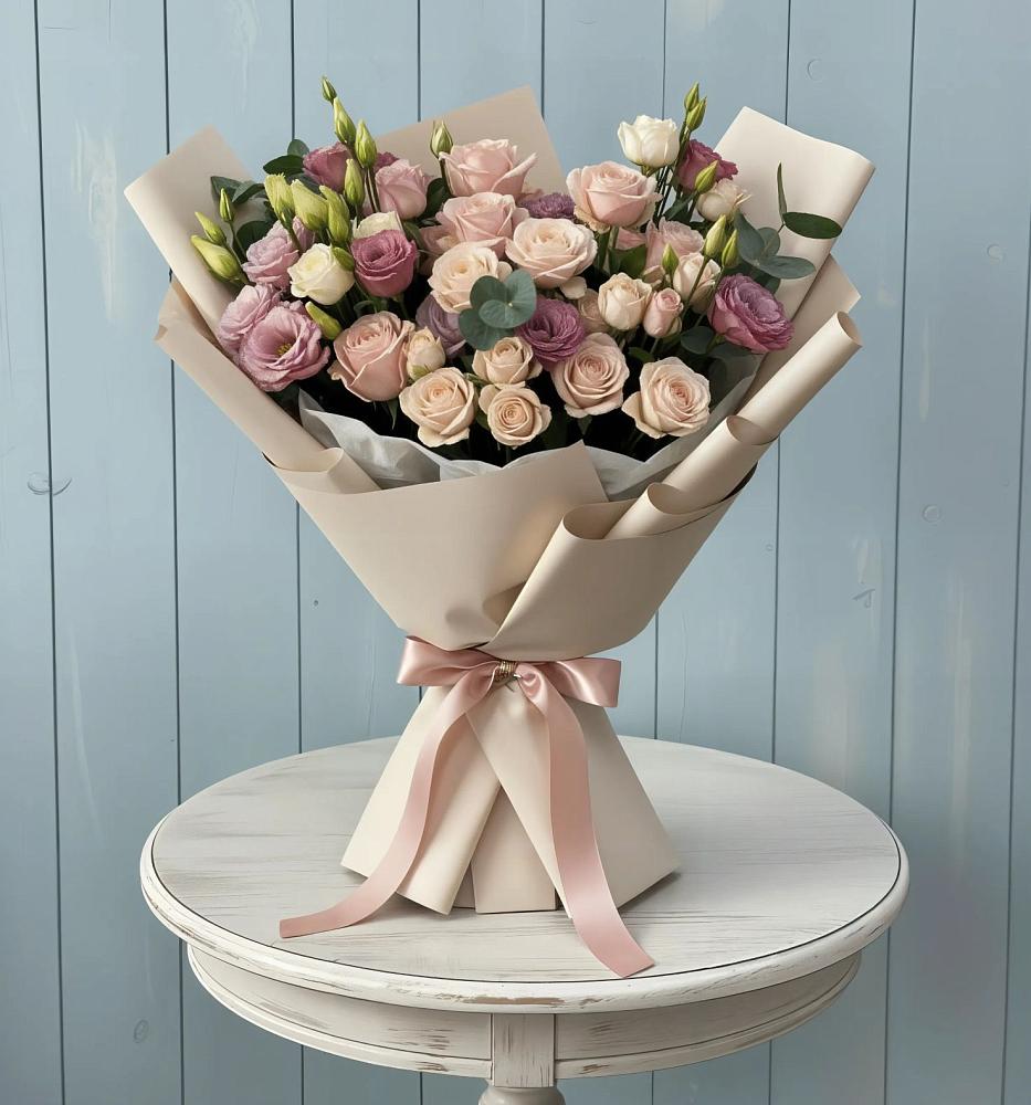 Букет цветов из: Розы и Лизиантусы в Дербентской