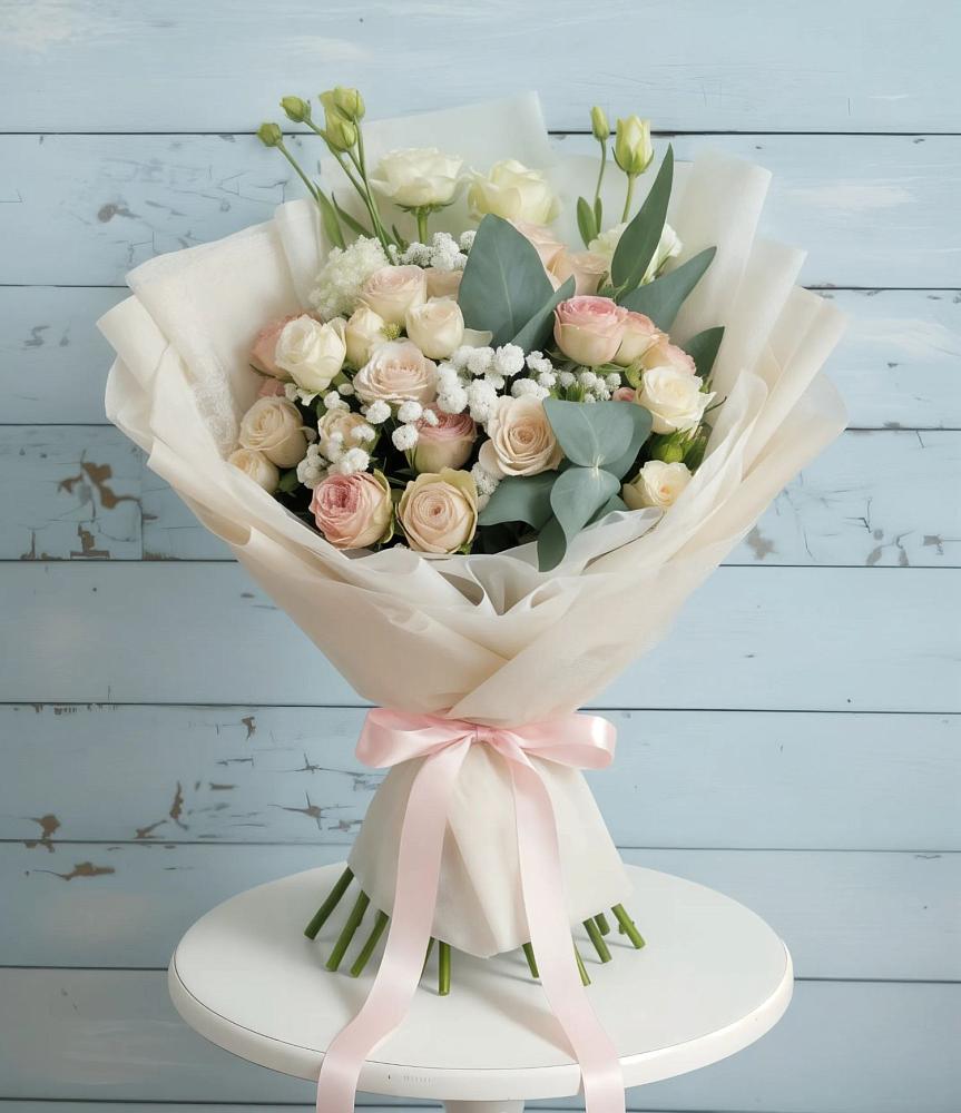 Букет цветов из: Розы и Лизиантусы в Дербентской