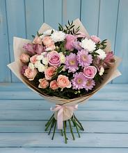 Букет цветов из:  Хризантемы, Розы и Альстромерии в Дербентской