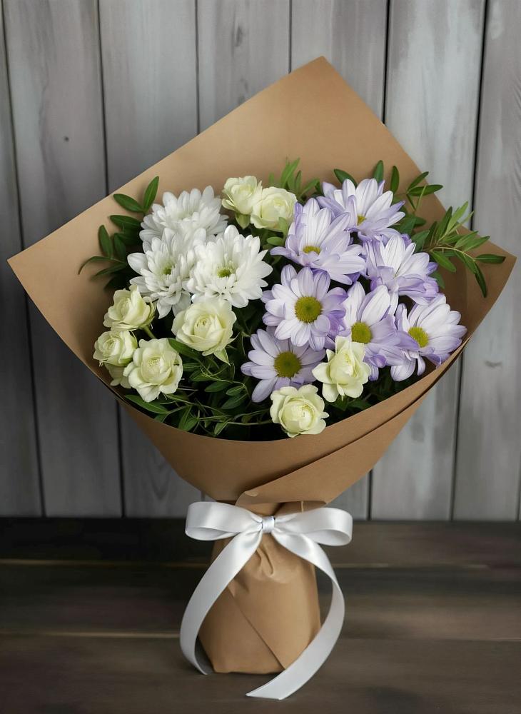 Букет цветов из: Хризантемы и Розы в Дербентской